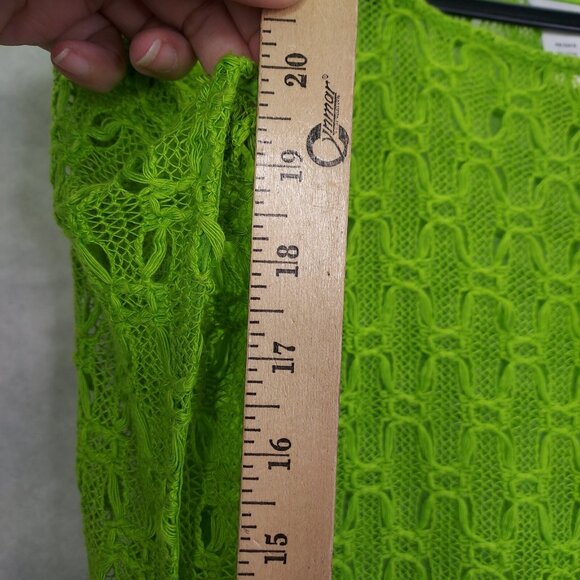 Trina Turk Cover-up Womens Med Top Lime Green Crochet Colorful Stretch Open Side - Picture 12 of 13